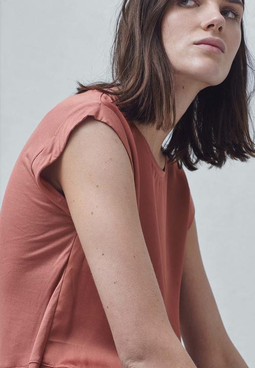 MANGO - Fabric Combo T-shirt Mid Pink