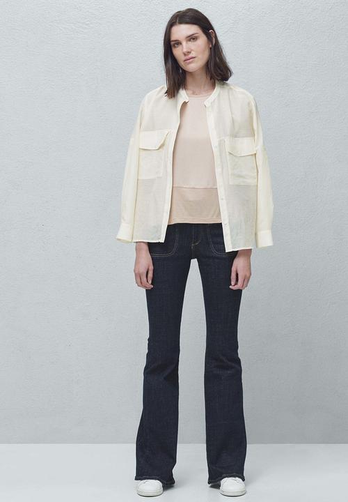 MANGO - Fabric Combo T-shirt Pale Pink