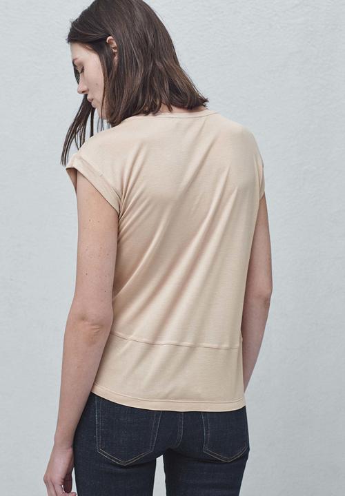 MANGO - Fabric Combo T-shirt Pale Pink