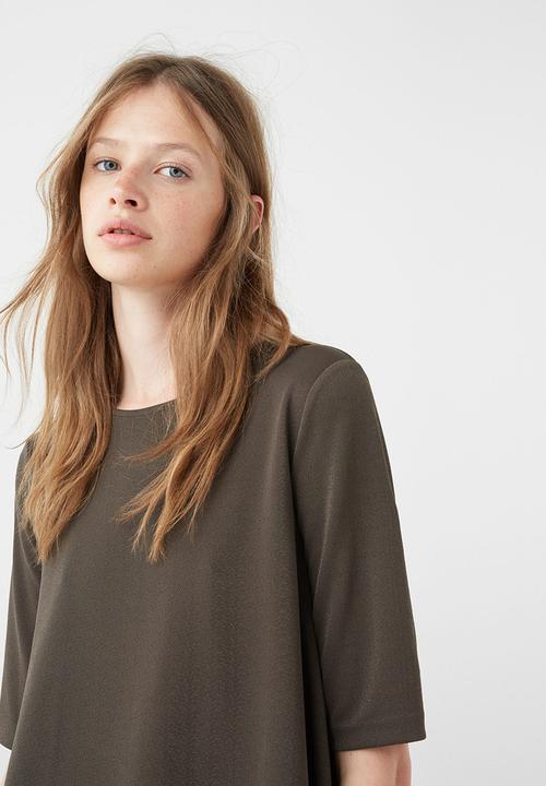 MANGO - Flowy T-shirt Khaki Green