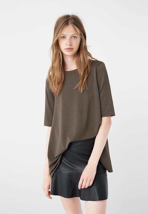 MANGO - Flowy T-shirt Khaki Green
