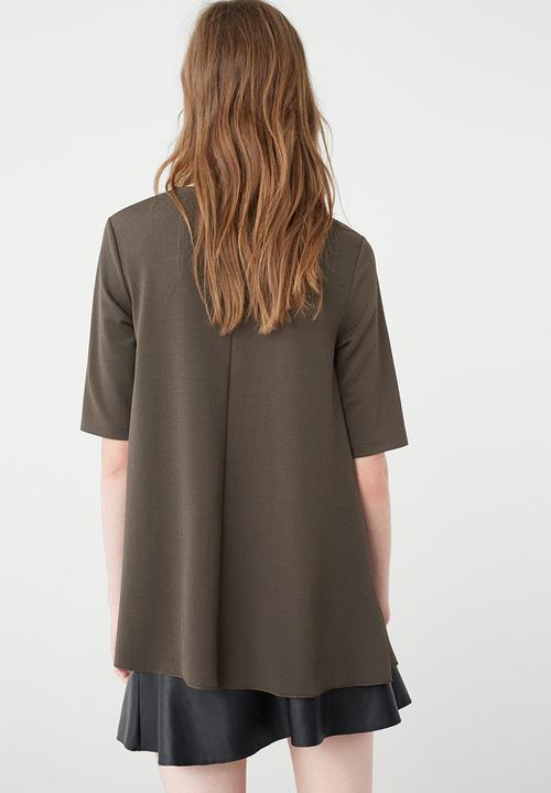 MANGO - Flowy T-shirt Khaki Green