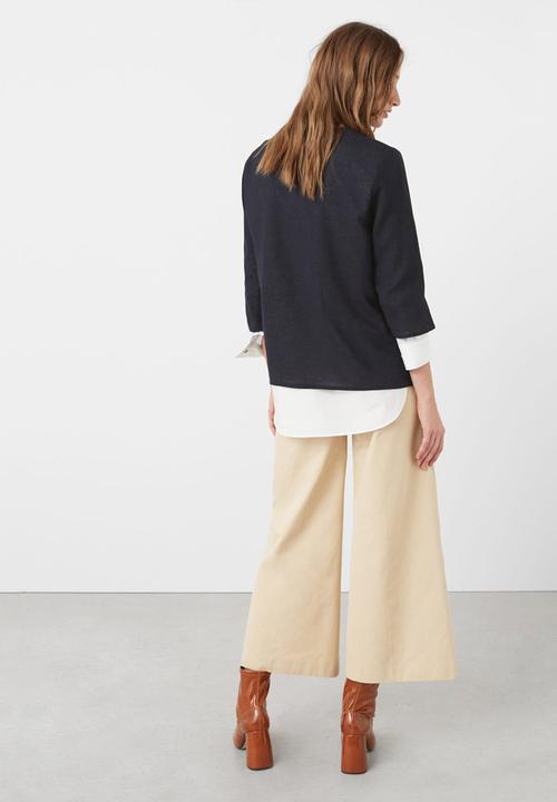 MANGO - Double-layer Blouse Navy