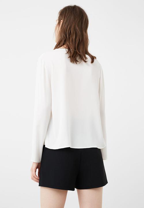 MANGO - Contrast Trim Blouse Black and White