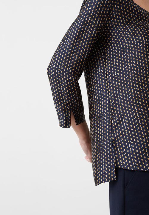 MANGO - All-over Print Blouse Navy
