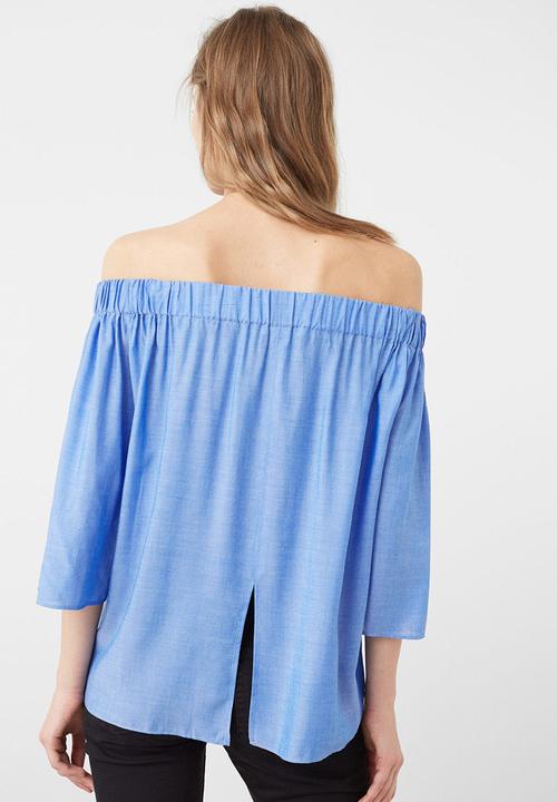 MANGO - Off-the-shoulder Blouse Blue