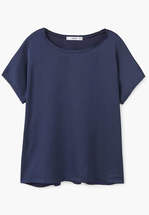 MANGO - Flowy Short Sleeve T-Shirt Navy