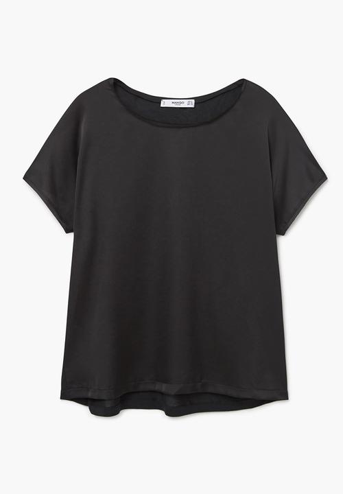 MANGO - Flowy Short Sleeve T-Shirt Black