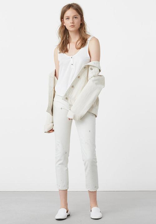 MANGO - Cropped Flecked Top White