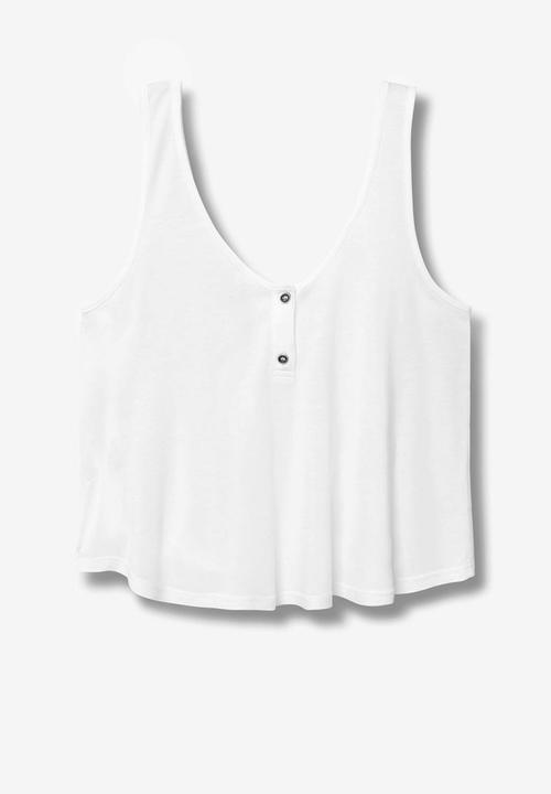 MANGO - Cropped Flecked Top White