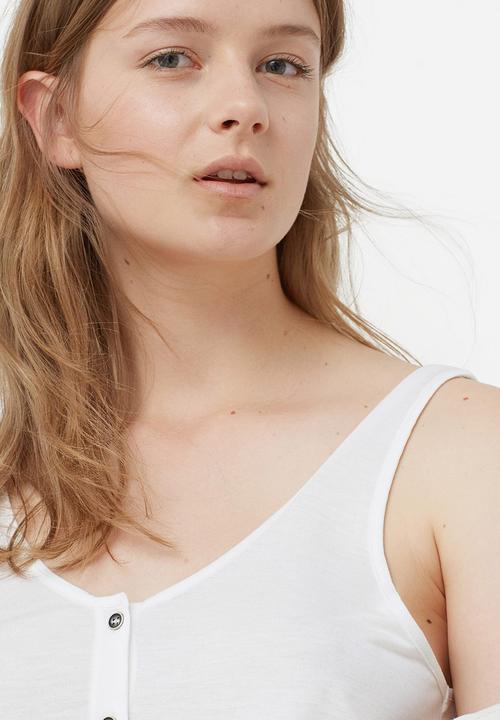 MANGO - Cropped Flecked Top White