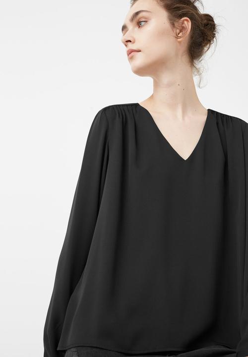 MANGO - Flowy V-Neck blouse Black