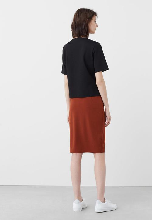 MANGO - Stretchy Pencil Skirt Mid Brown