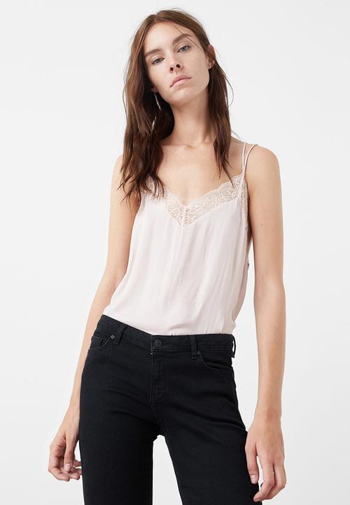 MANGO - Lace Detail Top Pale Pink