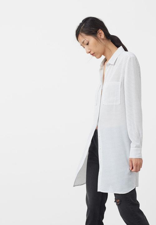 MANGO - Flowy Longer Length Shirt Off White