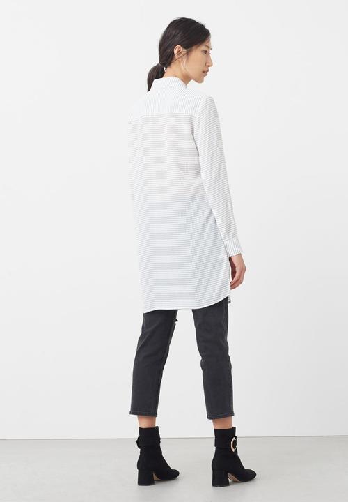 MANGO - Flowy Longer Length Shirt Off White