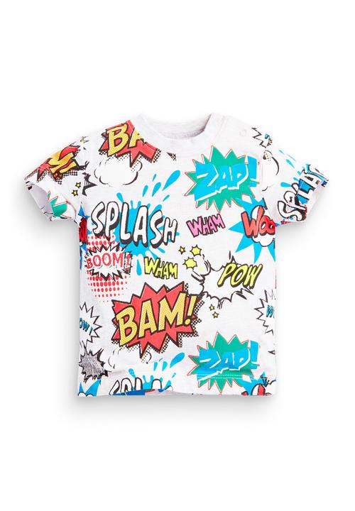 Next - Comic-print T-shirt Pale Grey Pale Grey