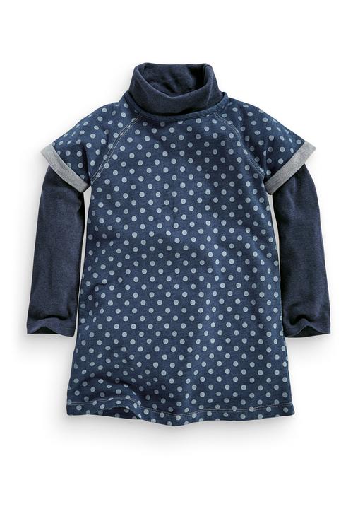 Next - Spotty Denim Dress Blue