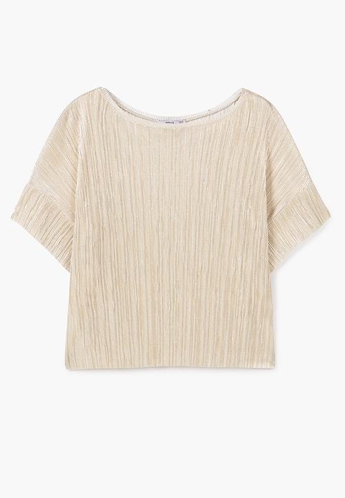 MANGO - Pleated T-shirt Gold