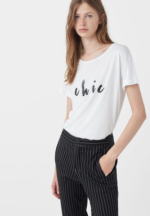MANGO - Glitter Print T-shirt White