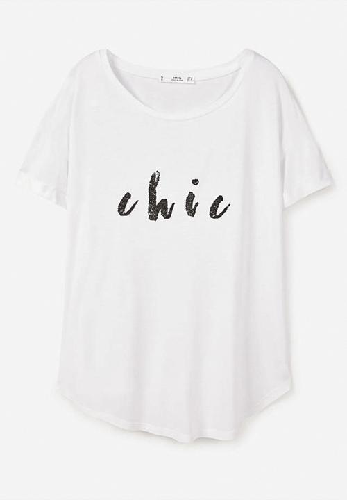 MANGO - Glitter Print T-shirt White