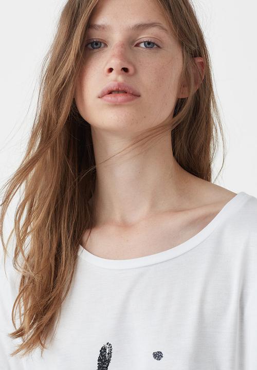 MANGO - Glitter Print T-shirt White