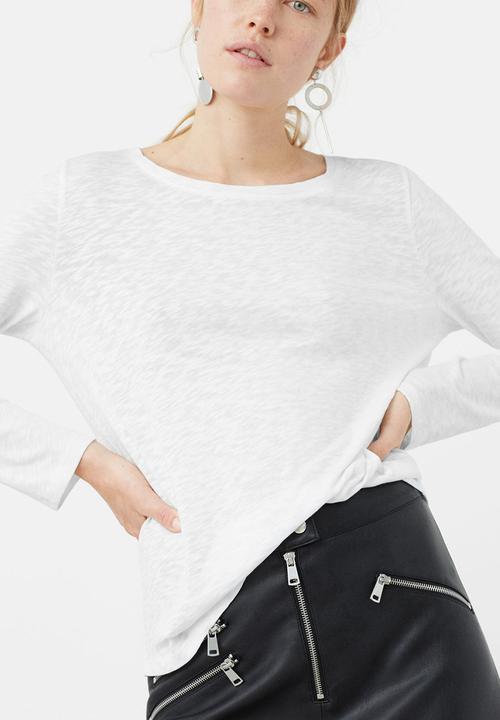 MANGO - Flecked Long Sleeve T-shirt White