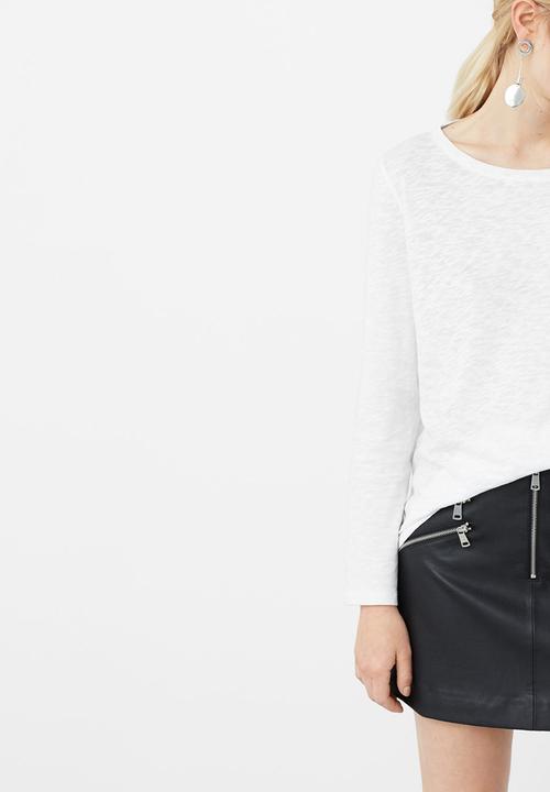 MANGO - Flecked Long Sleeve T-shirt White