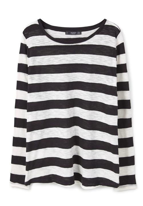 MANGO - Striped Long Sleeve T-shirt Black and White