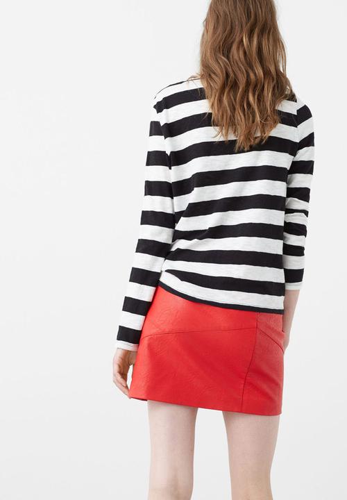 MANGO - Striped Long Sleeve T-shirt Black and White