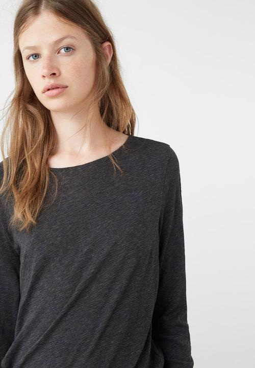 MANGO - Flecked Long Sleeve T-shirt Grey
