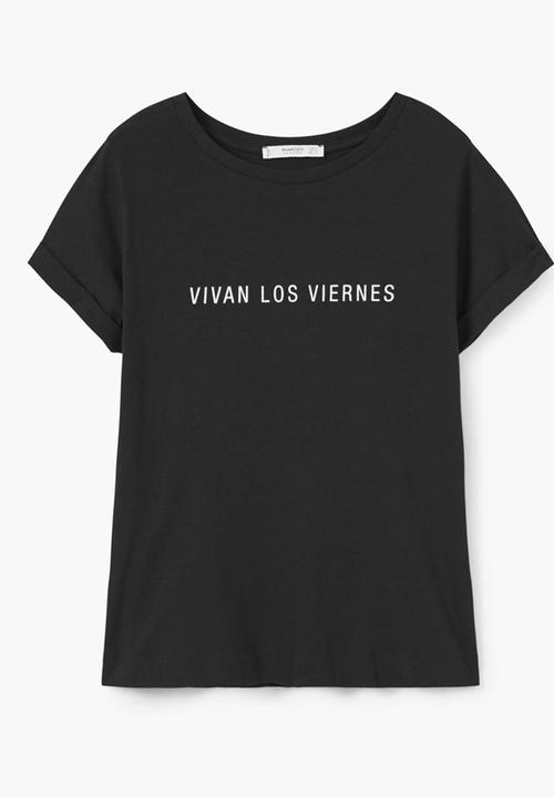 MANGO - Logo Short Sleeve T-shirt Black