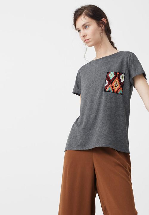 MANGO - Patch Pocket T-shirt Grey
