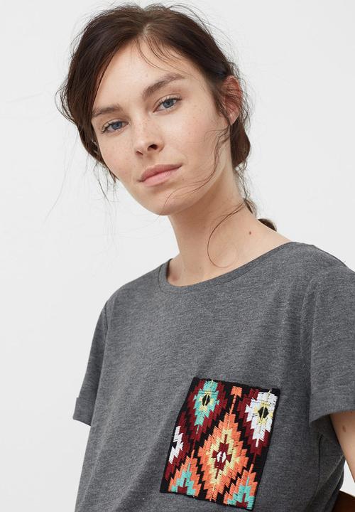 MANGO - Patch Pocket T-shirt Grey