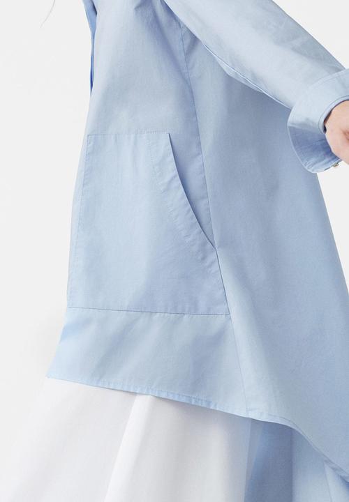 MANGO - Hi-low Hemline Shirt Pale Blue