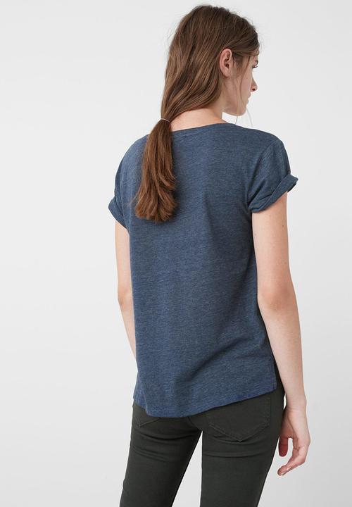 MANGO - Sequined Detail T-shirt Navy