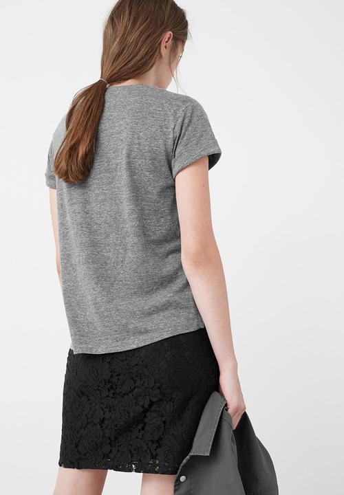 MANGO - Sequined Detail T-shirt Dark Grey