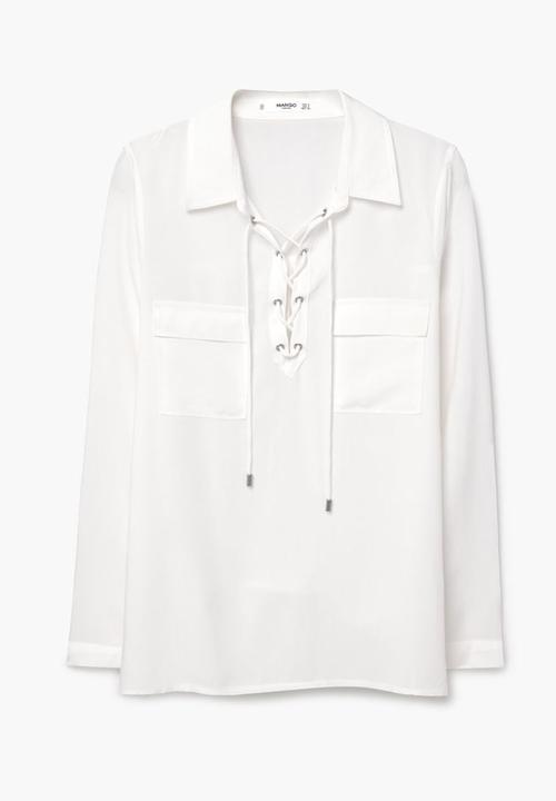 MANGO - Lace-up Shirt White