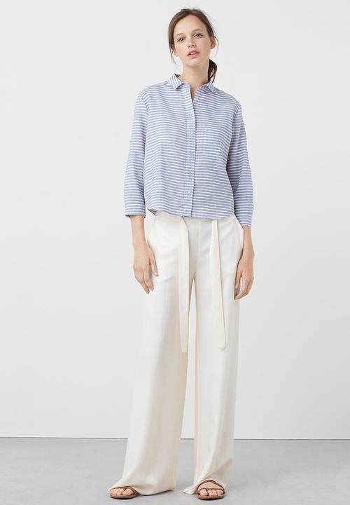 MANGO - Striped Shirt Pale Blue