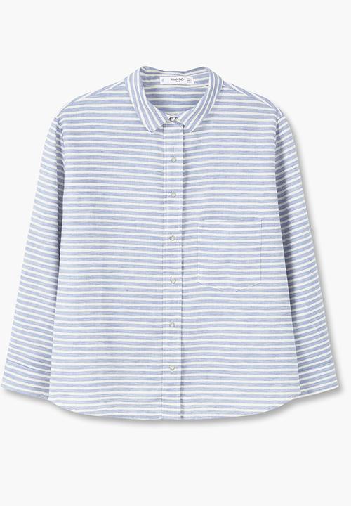 MANGO - Striped Shirt Pale Blue