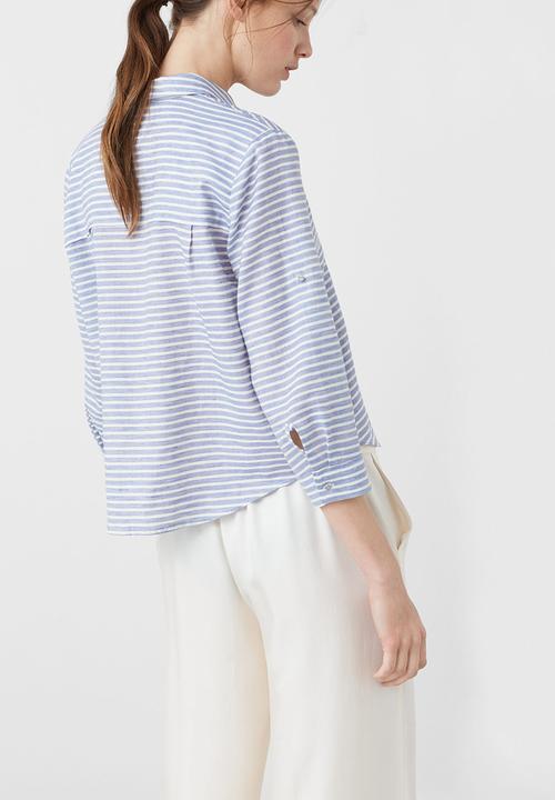 MANGO - Striped Shirt Pale Blue