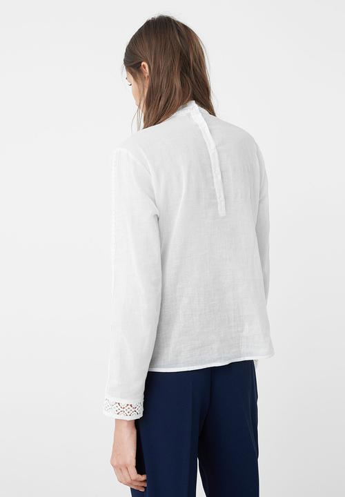 MANGO - Lace Panel Blouse White