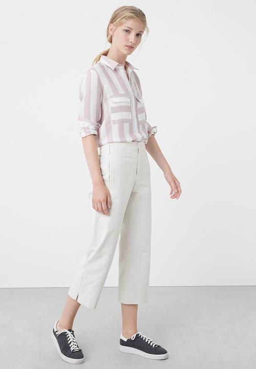 MANGO - Stripe Long Sleeve Shirt Pale Pink