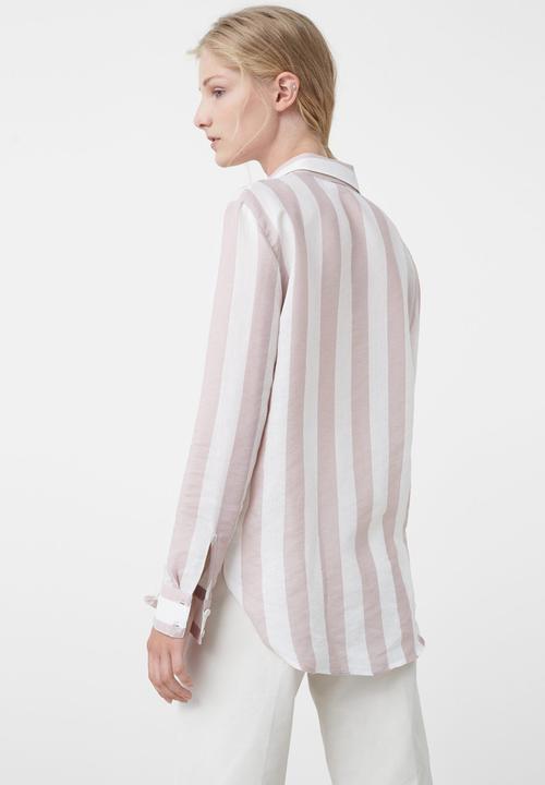 MANGO - Stripe Long Sleeve Shirt Pale Pink
