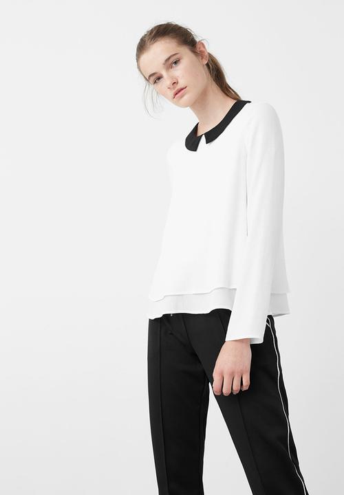 MANGO - Contrast Collar Blouse White