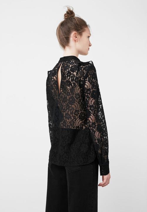 MANGO - All-over Lace Blouse Black