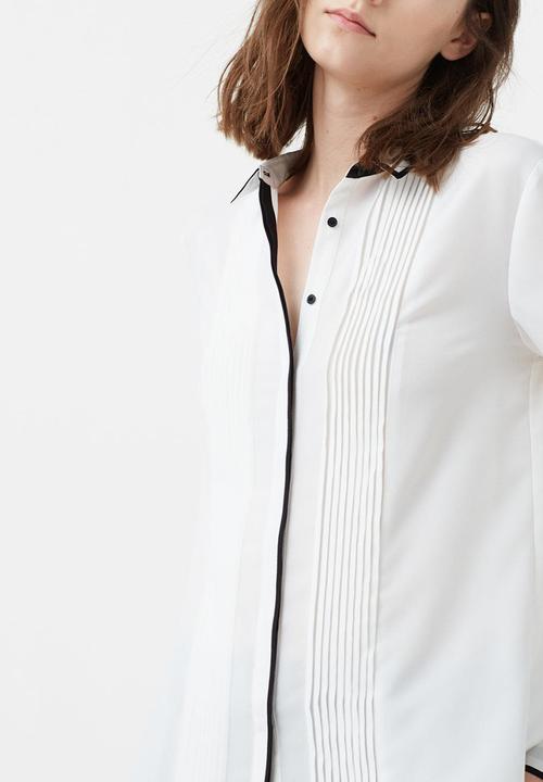 MANGO - Contrast Trim Shirt White