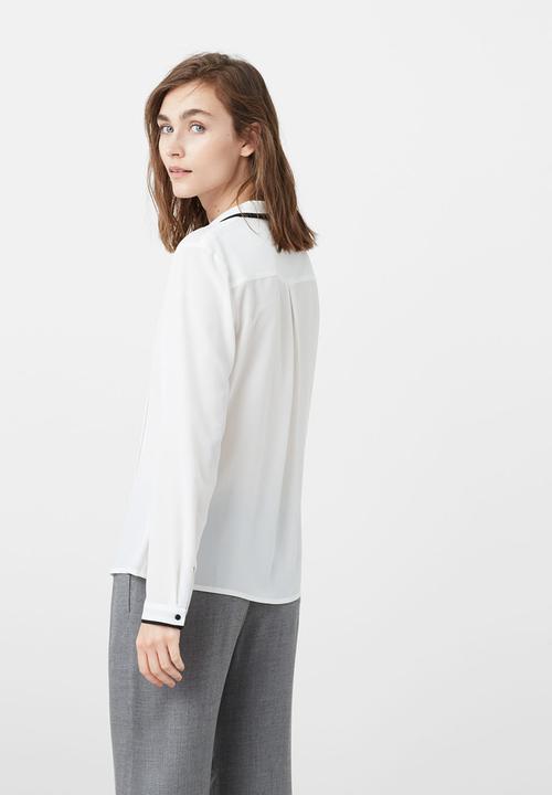 MANGO - Contrast Trim Shirt White