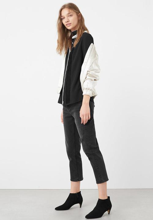 MANGO - Contrast Trim Shirt Black