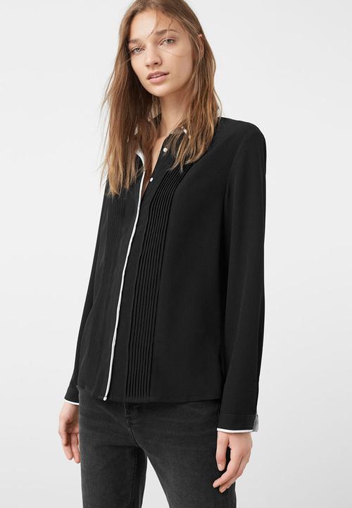 MANGO - Contrast Trim Shirt Black